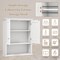 White Wall Mounted Bathroom Cabinet with Louver Doors Adjustable Shelf and Built In Towel Bar